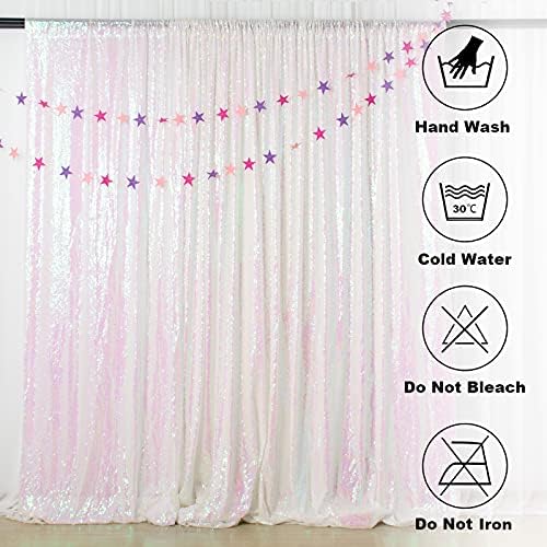 Iridescent White Backdrop Curtains 7FTx7FT 2 Panels Sequin Curtains Sparkle Photobooth Backdrops Glitter, alternate view 5