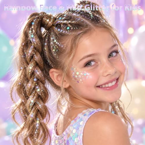 Iridescent White Body Glitter Stick, Face Hair Glitter Gel for Kids, Festival Rave Outfit Accessories for Women, alternate