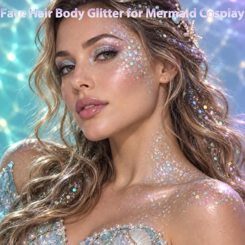 Iridescent White Body Glitter Stick, Face Hair Glitter Gel for Kids, Festival Rave Outfit Accessories for Women, alternate
