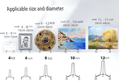 Iron Display Stand, 2 Pcs Black Plate Stands, for Frames, Decorative BoardPictures, Books, Artworks (12 in) in, alternate