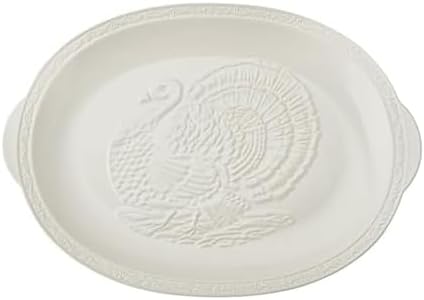 Italian Countryside 18-Inch Stoneware Turkey Platter White in 18 Inch in Cream