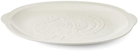 Italian Countryside 18-Inch Stoneware Turkey Platter White in 18 Inch in Cream, alternate view 4