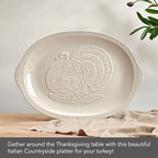 Italian Countryside 18-Inch Stoneware Turkey Platter White in 18 Inch in Cream, alternate view 5