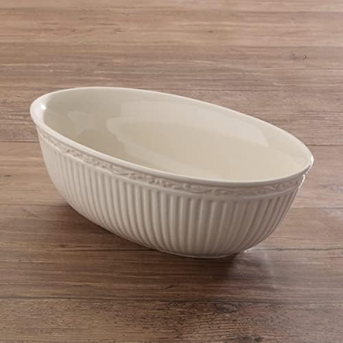 Italian Countryside Oval Serving Bowl, 10.5", White in 10.5" in White, alternate view 2
