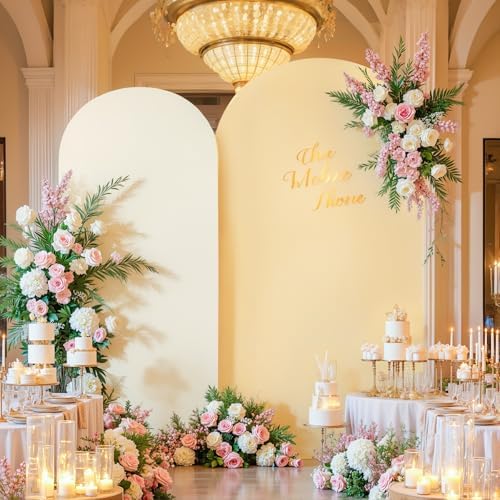 Ivory and Champagne Arch Backdrop Cover Set of 2 Birthday Party Arch Covers 7.2 and 6ft Wedding Arch Cover