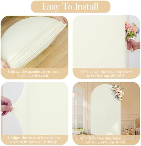 Ivory Arch Backdrop Cover 7.2FT Party Wedding Arch Covers Stretchy Backdrop Baby Shower Bridal Shower Birthday, alternate