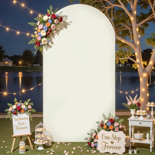 Ivory Arch Backdrop Cover 7.2FT Party Wedding Arch Covers Stretchy Backdrop Baby Shower Bridal Shower Birthday, alternate
