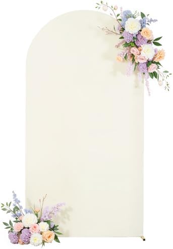 Ivory Arch Backdrop Cover for Wedding, 7.2FT Ivory Arch Cover Stretchy Backdrops, Double-Sided Arch Stand Covers