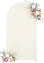 Ivory Arch Backdrop Cover for Wedding, 7.2FT Ivory Arch Cover Stretchy Backdrops, Double-Sided Arch Stand Covers