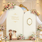 Ivory Arch Backdrop Cover for Wedding, 7.2FT Ivory Arch Cover Stretchy Backdrops, Double-Sided Arch Stand Covers, alternate