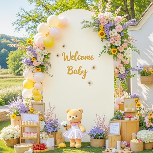 Ivory Arch Backdrop Cover for Wedding, 7.2FT Ivory Arch Cover Stretchy Backdrops, Double-Sided Arch Stand Covers, alternate