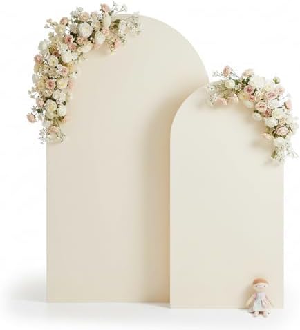 Ivory Arch Backdrop Cover Set of 2, 7.2FT&6FT in 7.2FT/6FT in Ivory