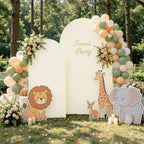 Ivory Arch Backdrop Cover Set of 2-7.2FT & 6FT Stretchy Spandex Fitted Arch Cover Double-Sided Backdrop Curtains