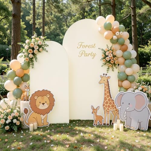 Ivory Arch Backdrop Cover Set of 2-7.2FT & 6FT Stretchy Spandex Fitted Arch Cover Double-Sided Backdrop Curtains