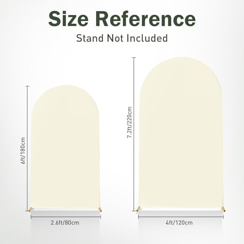 Ivory Arch Backdrop Cover Set of 2-7.2FT & 6FT Stretchy Spandex Fitted Arch Cover Double-Sided Backdrop Curtains, alternate