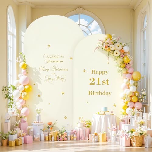 Ivory Arch Backdrop Cover Set of 2 Cream Arch Cover 7.2 and 6ft Wedding Arch Cover Stretchy Backdrop in 6FT +, alternate view