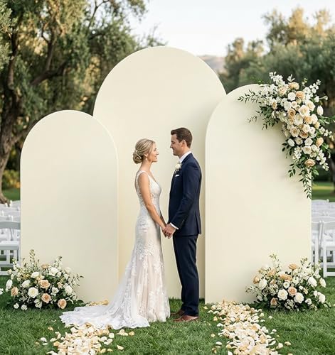 Ivory Arch Backdrop Cover Set of 3, 7ft & 6.6ft & 6ft, alternate view 2