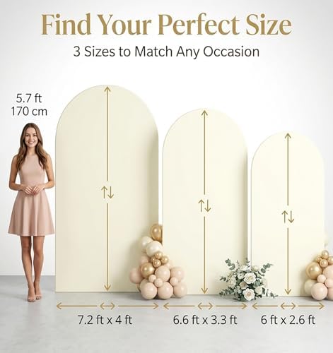 Ivory Arch Backdrop Cover Set of 3, 7ft & 6.6ft & 6ft, alternate view 3