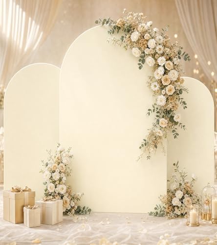 Ivory Arch Backdrop Cover Set of 3, 7ft & 6.6ft & 6ft, alternate view 6