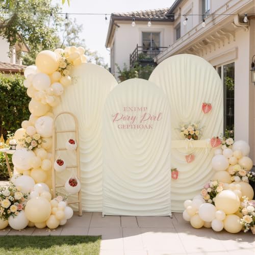 Ivory Arch Backdrop Cover Set of 3 Spandex Fitted Round Top Event Decor