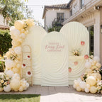 Ivory Arch Backdrop Cover Set of 3 Spandex Fitted Round Top Event Decor