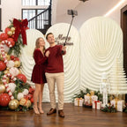 Ivory Arch Backdrop Cover Set of 3 Spandex Fitted Round Top Event Decor, alternate view 5