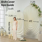 Ivory Arch Backdrop Cover Set of 3 Spandex Fitted Round Top Event Decor, alternate view 6