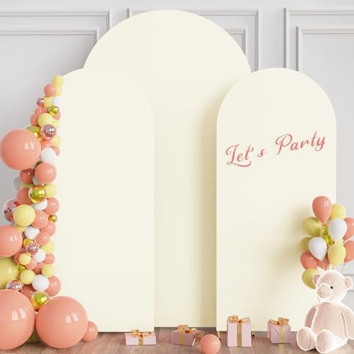 Ivory Arch Backdrop Covers Stretchy Backdrop 7.2FT, 6FT, 6FT in 7.2FT,6FT,6FT in Ivory, alternate view 3