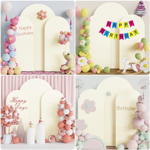 Ivory Arch Backdrop Covers Stretchy Backdrop 7.2FT, 6FT, 6FT in 7.2FT,6FT,6FT in Ivory, alternate view 4