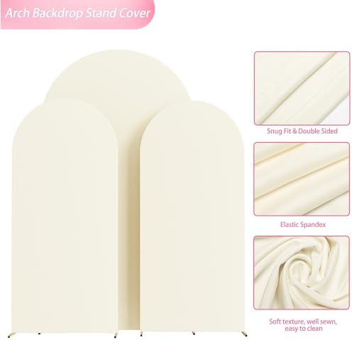 Ivory Arch Backdrop Covers Stretchy Backdrop 7.2FT, 6FT, 6FT in 7.2FT,6FT,6FT in Ivory, alternate view 5