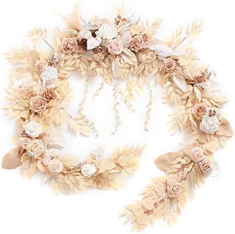 Ivory Artificial Flower Garland Wedding Arch 9 FT in 9ft in Wht-white & Beige
