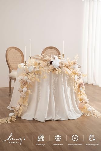 Ivory Artificial Flower Garland Wedding Arch 9 FT in 9ft in Wht-white & Beige, alternate view 2