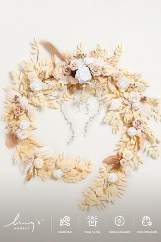 Ivory Artificial Flower Garland Wedding Arch 9 FT in 9ft in Wht-white & Beige, alternate view 5