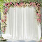 Ivory Backdrop Curtain for Parties Backdrop Drapes, 2Pack 10x10FT in (2 Pack)10FTx10FT in Ivory