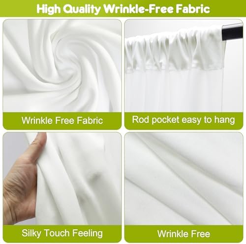 Ivory Backdrop Curtain for Parties Backdrop Drapes, 2Pack 10x10FT in (2 Pack)10FTx10FT in Ivory, alternate view 4