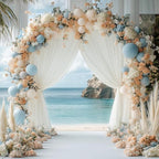 Ivory Backdrop Curtain for Parties Backdrop Drapes, 2Pack 10x10FT in (2 Pack)10FTx10FT in Ivory, alternate view 5