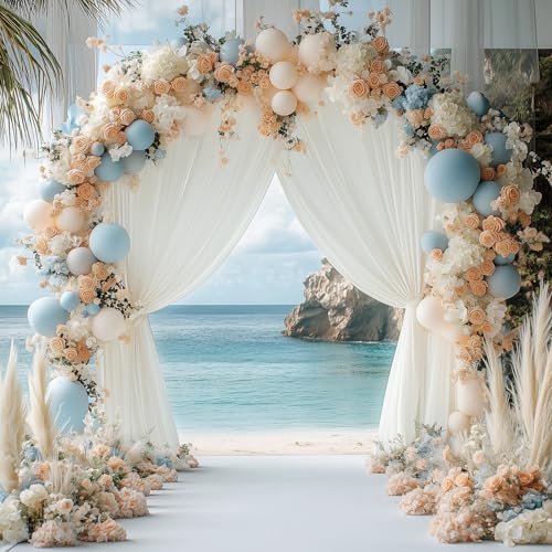 Ivory Backdrop Curtain for Parties Backdrop Drapes, 2Pack 10x10FT in (2 Pack)10FTx10FT in Ivory, alternate view 5