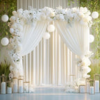 Ivory Backdrop Curtain for Parties Backdrop Drapes, 3Pack 10x8FT in (3 Pack)10FTx8FT in Ivory, alternate view 3