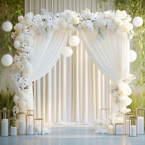 Ivory Backdrop Curtain for Parties Backdrop Drapes, 3Pack 10x8FT in (3 Pack)10FTx8FT in Ivory, alternate view 3
