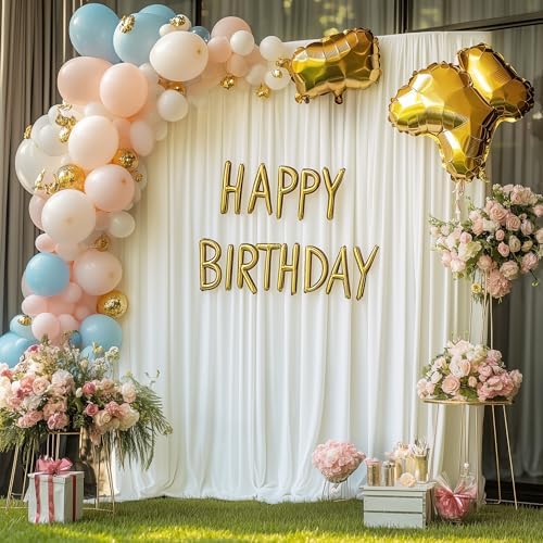 Ivory Backdrop Curtain for Parties Backdrop Drapes, 3Pack 10x8FT in (3 Pack)10FTx8FT in Ivory, alternate view 5