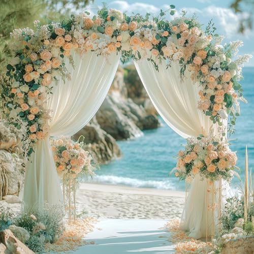 Ivory Backdrop Curtain for Parties Backdrop Drapes, 3Pack 10x8FT in (3 Pack)10FTx8FT in Ivory, alternate view 6