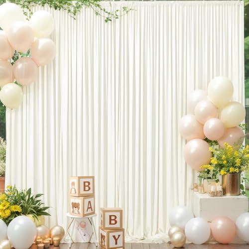 Ivory Backdrop Curtain for Wedding Parties Wrinkle Free Ivory Photo Curtains Backdrop Drapes Fabric Decoration