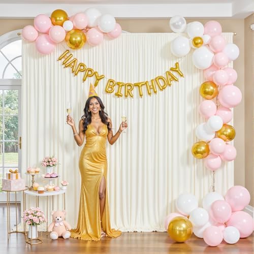 Ivory Backdrop Curtain for Wedding Parties Wrinkle Free Ivory Photo Curtains Backdrop Drapes Fabric Decoration, alternate