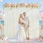 Ivory Backdrop Curtain for Wedding Parties Wrinkle Free Ivory Photo Curtains Backdrop Drapes Fabric Decoration, alternate