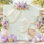 Ivory Backdrop Curtains 10x10FT - Wrinkle-Free Photo Backdrop Drapes for Wedding, Baby Shower, Photography &