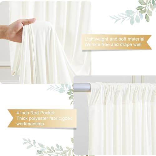 Ivory Backdrop Curtains 32 x 10 ft for Photo Background Wrinkle Free Drapes in W4' x H10'(8 panels) in Ivory, alternate view