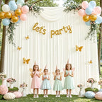 Ivory Backdrop Curtains 32 x 10 ft for Photo Background Wrinkle Free Drapes in W4' x H10'(8 panels) in Ivory, alternate view