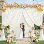 Ivory Backdrop Curtains 40 x 10 ft for Photo Background Wrinkle Free Drapes in W4' x H10'(10 panels) in Ivory, alternate view