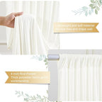 Ivory Backdrop Curtains 40 x 10 ft for Photo Background Wrinkle Free Drapes in W4' x H10'(10 panels) in Ivory, alternate view