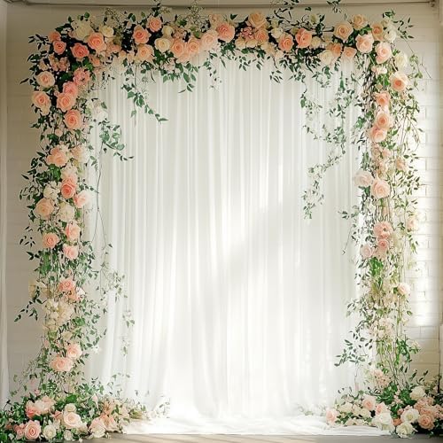 Ivory Backdrop Curtains Drapes for Parties Wedding, 5x8FT 2 Panel in 5'(W) x 8'(H), 2 panels in Ivory